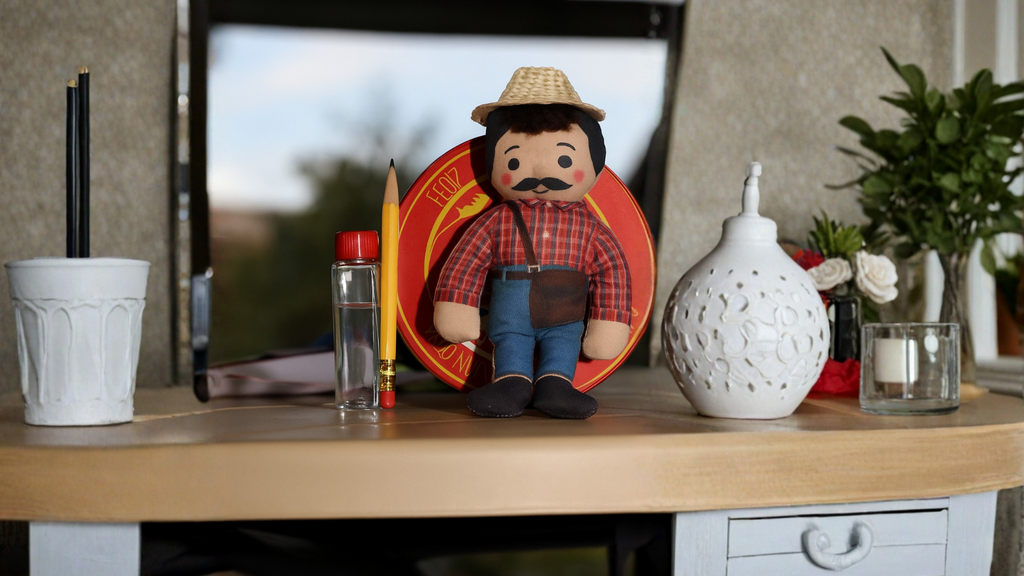 Año viejo camisa roja con bigote